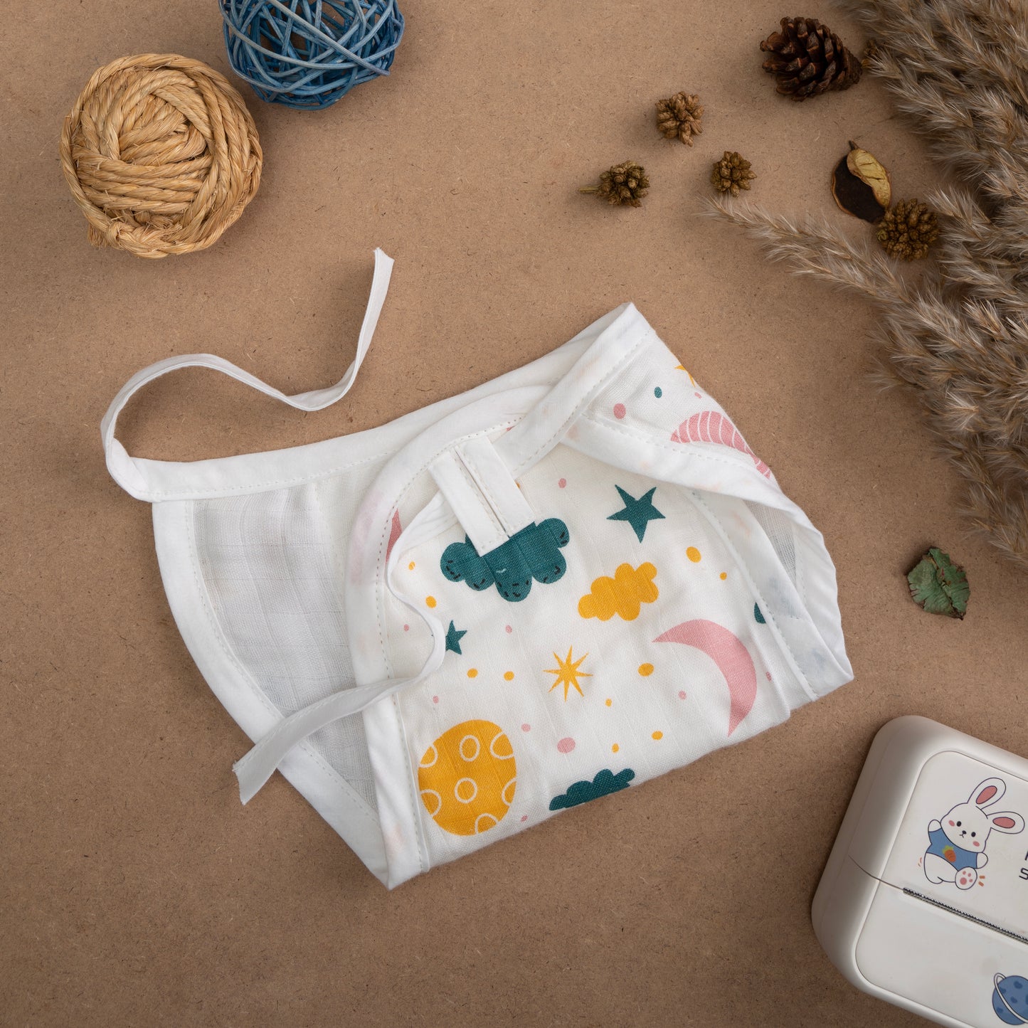 BAMBOO + ORGANIC - MUSLIN - NAPPY - CLOUDY TWILIGHT