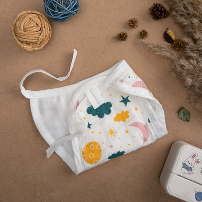 BAMBOO + ORGANIC - MUSLIN - NAPPY - CLOUDY TWILIGHT