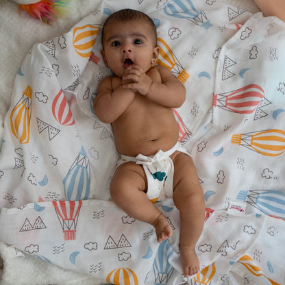 BAMBOO + ORGANIC - MUSLIN - NAPPY - CLOUDY TWILIGHT