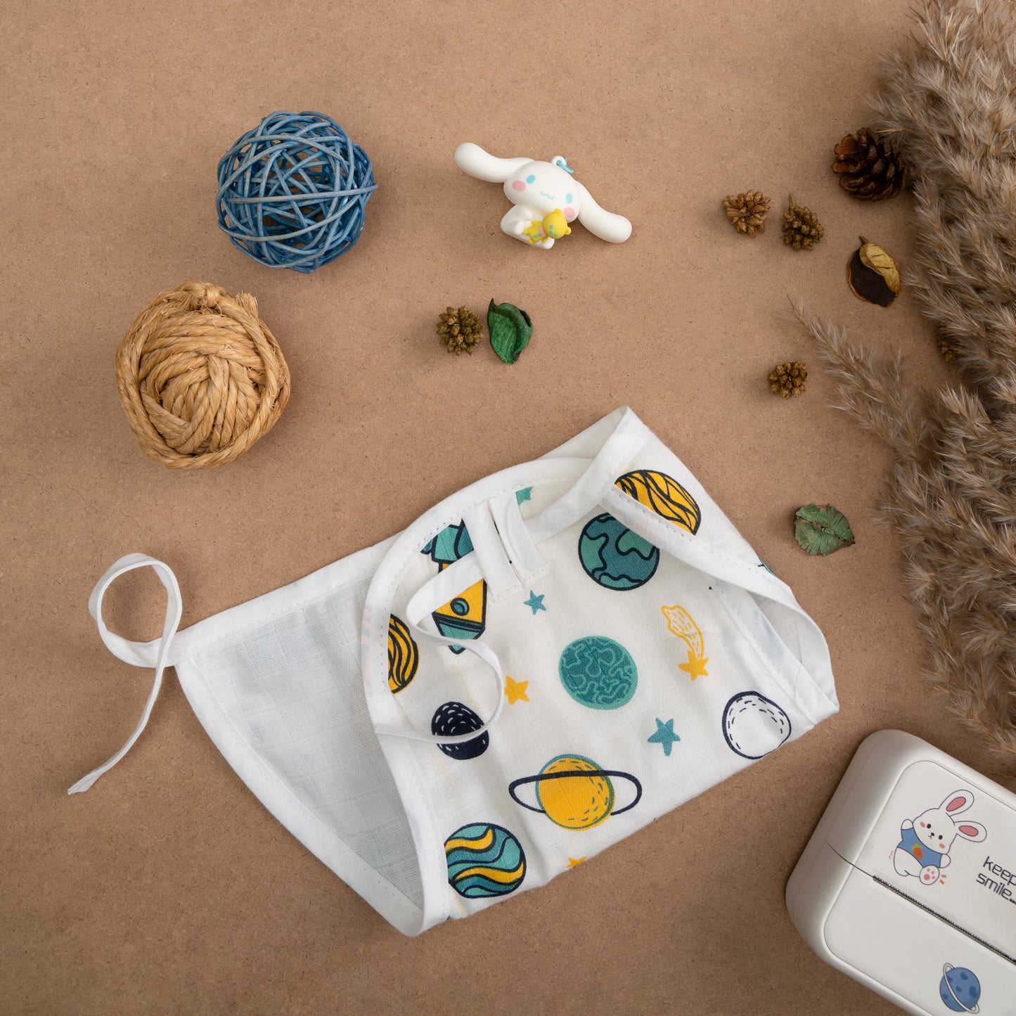 BAMBOO + ORGANIC - MUSLIN - NAPPY - SPACE CADET