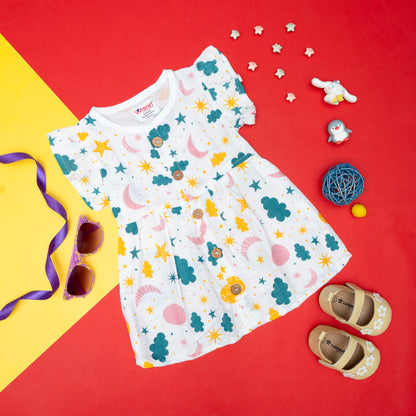 BAMBOO + ORGANIC - MUSLIN - FROCK - FRILLED - CLOUDY TWILIGHT