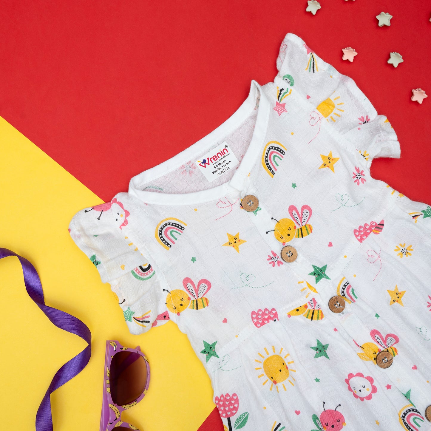 BAMBOO + ORGANIC - MUSLIN - FROCK FRILLED - FLUTTER & BLOOM