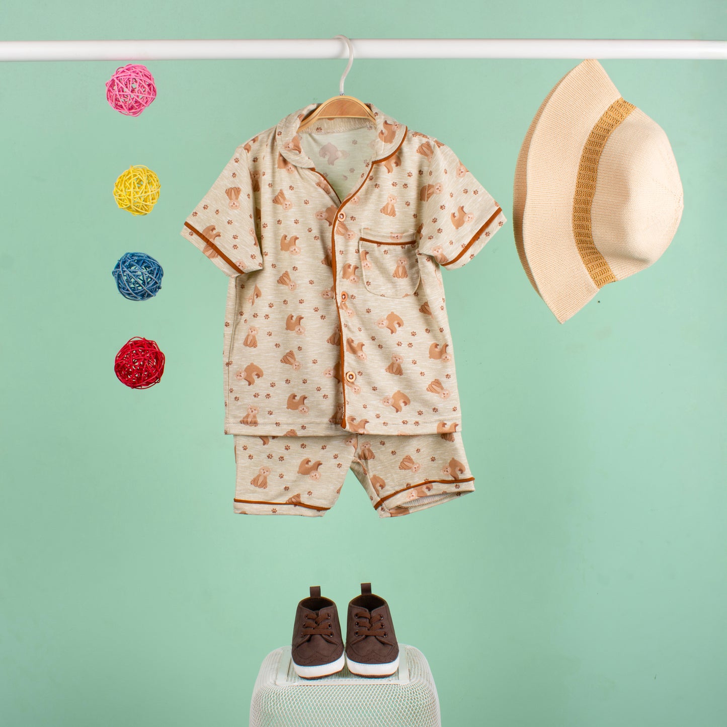 KIDS NIGHT SUITS TOP & SHORTS - SOMNIUM BEARIS CLOAK