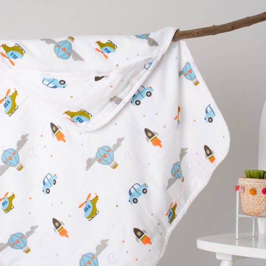 MUSLIN Hooded Blanket Premium-Fly,Drive, Dream Wrap