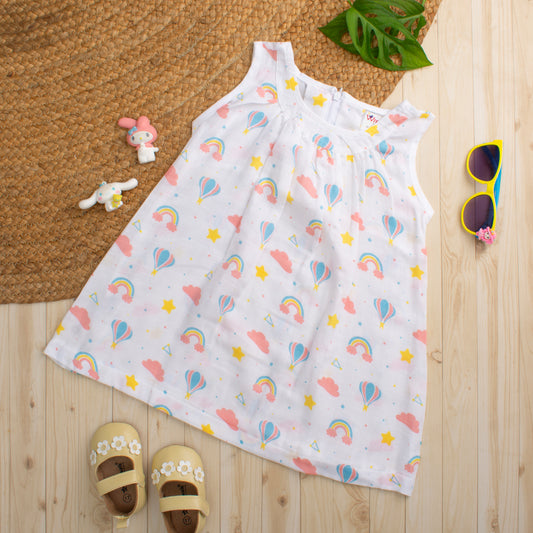 MUSLIN-FROCK-FRILLED-ZIP-SKY SERENADE