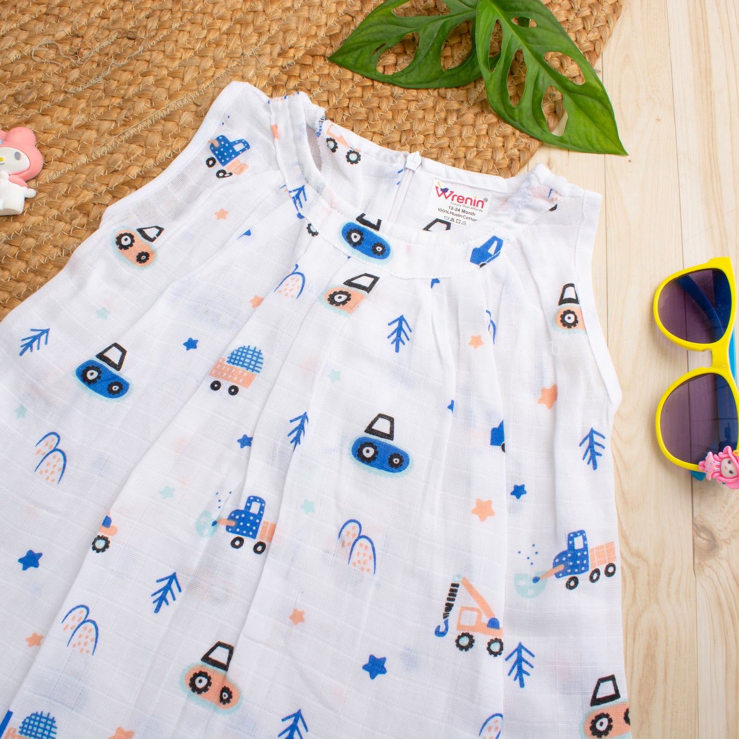 MUSLIN-FROCK-FRILLED-ZIP-Truck Tots