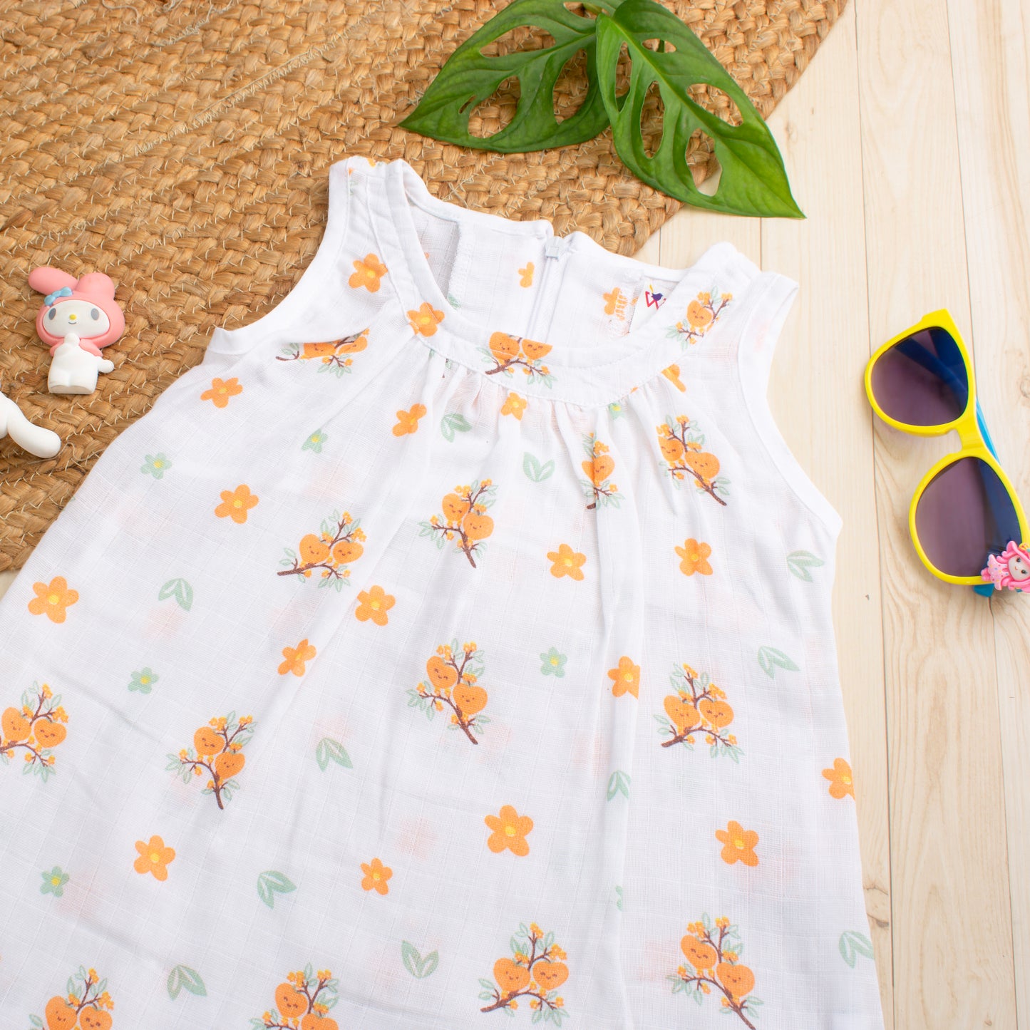 MUSLIN-FROCK-FRILLED-ZIP-Tangerine Blossoms