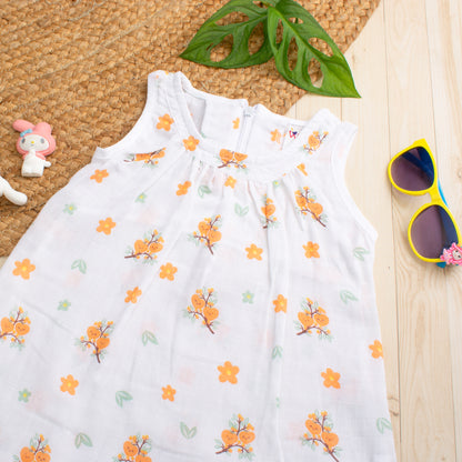MUSLIN-FROCK-FRILLED-ZIP-Tangerine Blossoms