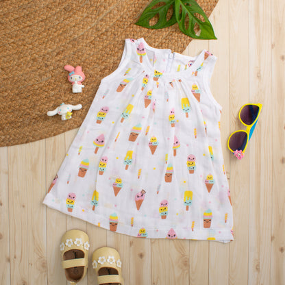 MUSLIN-FROCK-FRILLED-ZIP-SUGAR SPRINKLE SLUMBER