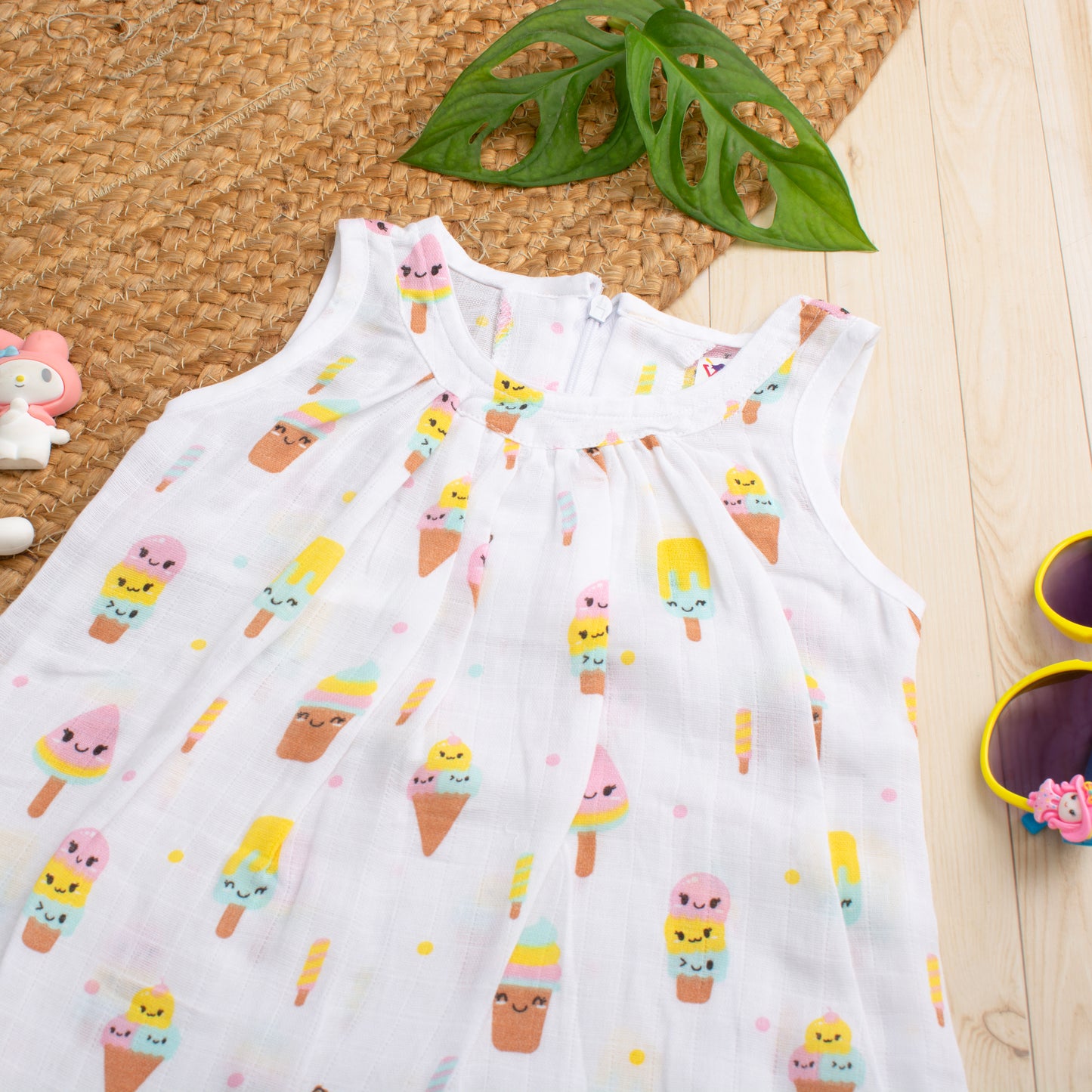 MUSLIN-FROCK-FRILLED-ZIP-SUGAR SPRINKLE SLUMBER