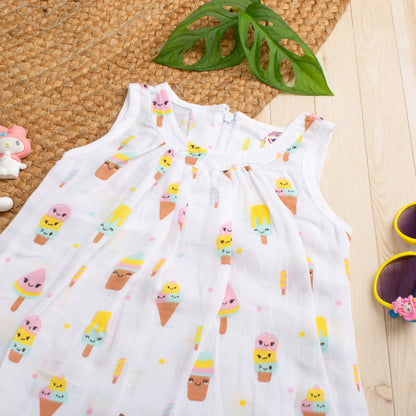 MUSLIN-FROCK-FRILLED-ZIP-SUGAR SPRINKLE SLUMBER