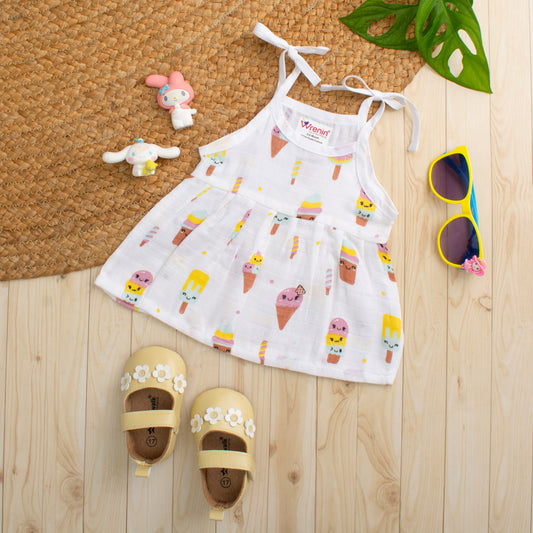 MUSLIN FROCK FRILL KNOT-SUGAR SPRINKLE SLUMBER