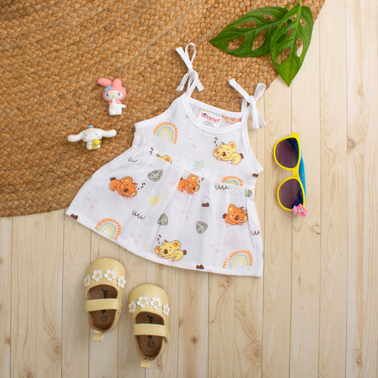 MUSLIN FROCK FRILL KNOT-Sleeping Koala Bliss