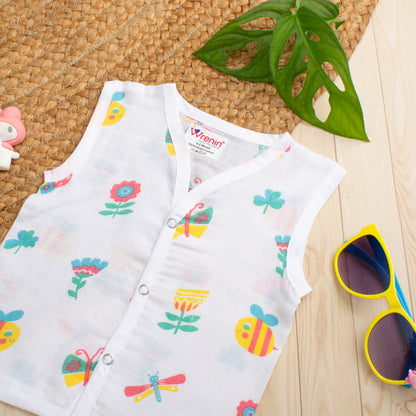 MUSLIN-JABLA BUTTON-Sleeveless-POLLINATOR PARADISE