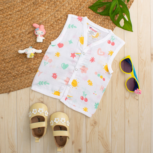 MUSLIN-JABLA BUTTON-Sleeveless-HAPPY HORIZONS