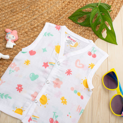 MUSLIN-JABLA BUTTON-Sleeveless-HAPPY HORIZONS