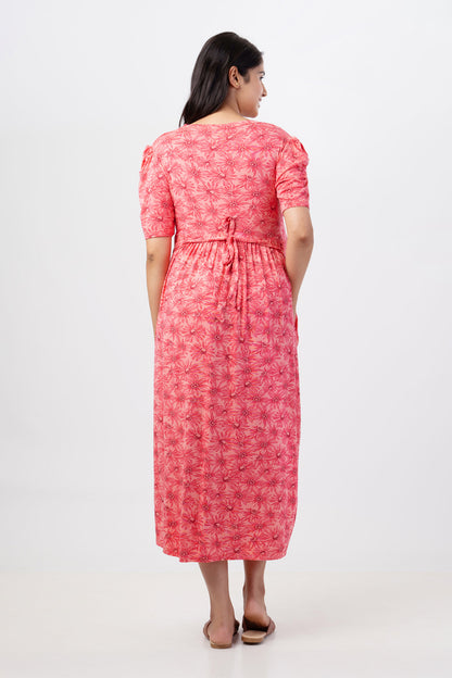 ZIPLESS MATERNITY WEAR PUFFSLEEVE - ROSE RAPTURE