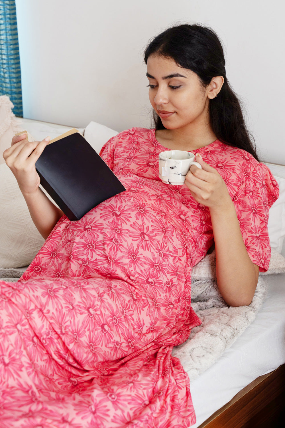 ZIPLESS MATERNITY WEAR PUFFSLEEVE - ROSE RAPTURE