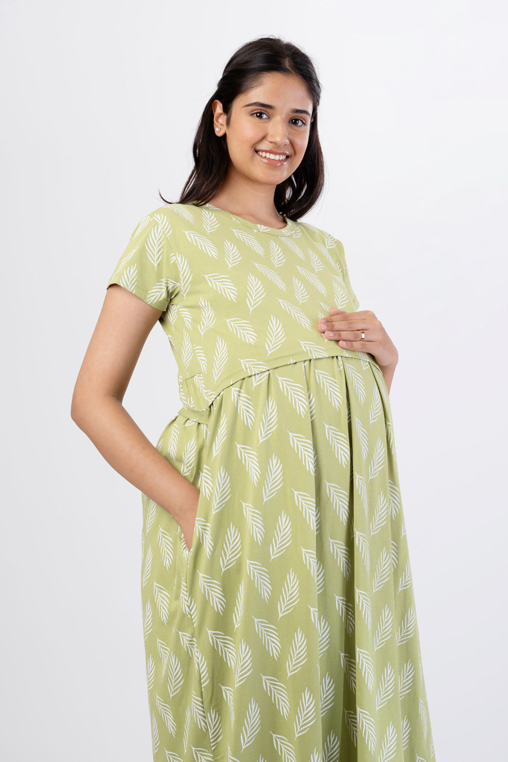 ZIPLESS MATERNITY WEAR SHORTSLEEVE - OLIVE WHISPER