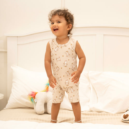 Coords Sleeveless 100% cotton Ribbed Knit - cloud Soft Series - Autumn teddy Trail