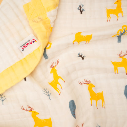 CRINKLE BLANKET | 6 LAYERS | ORGANIC MUSLIN | GOLDEN WOODLAND