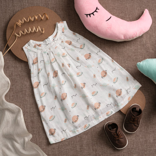 Muslin Frock Frill Zip - Space Explorer