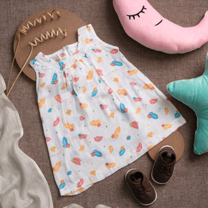 Muslin Frock Frill Zip - Leafy Lullaby