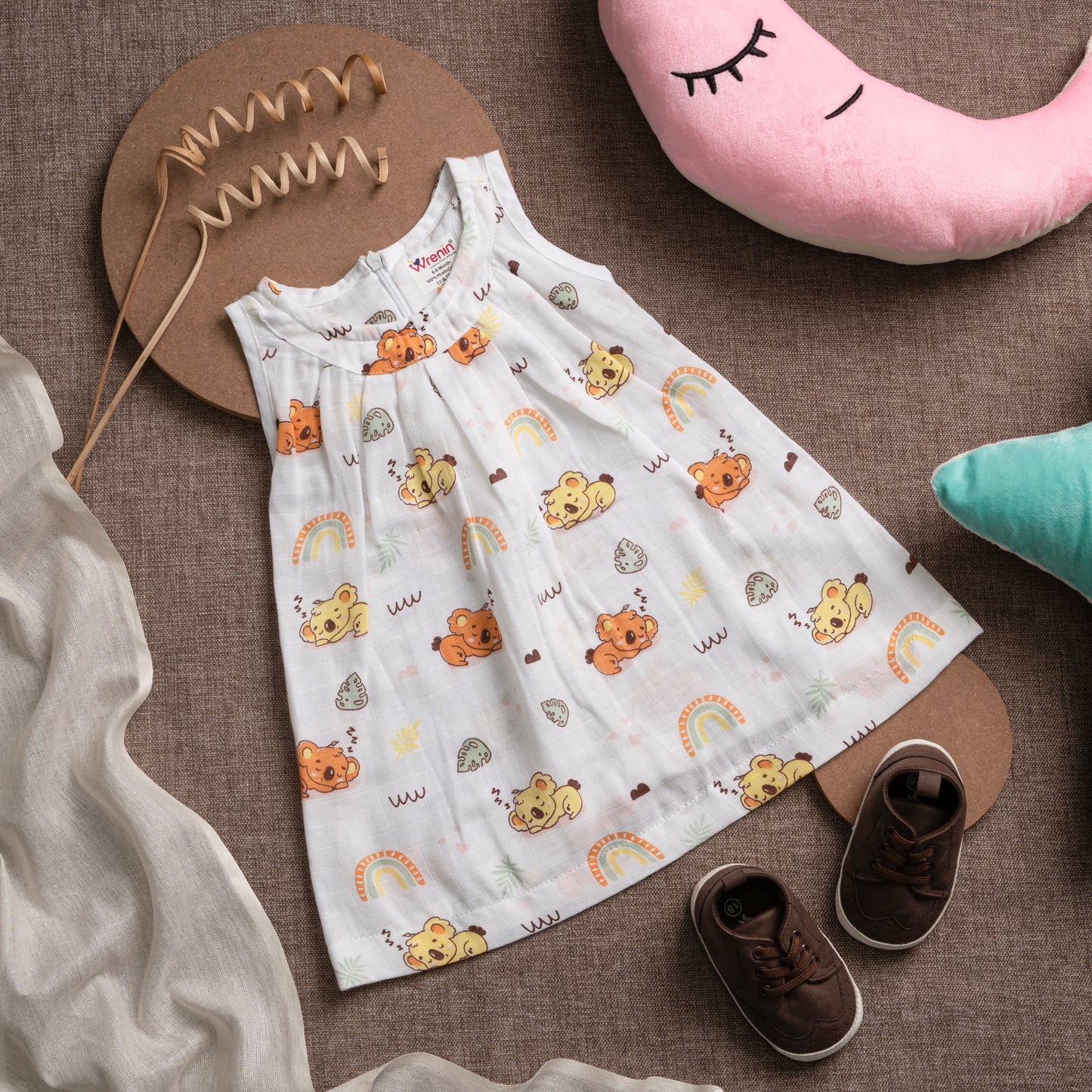 Muslin Frock Frill Zip - Koala Bliss