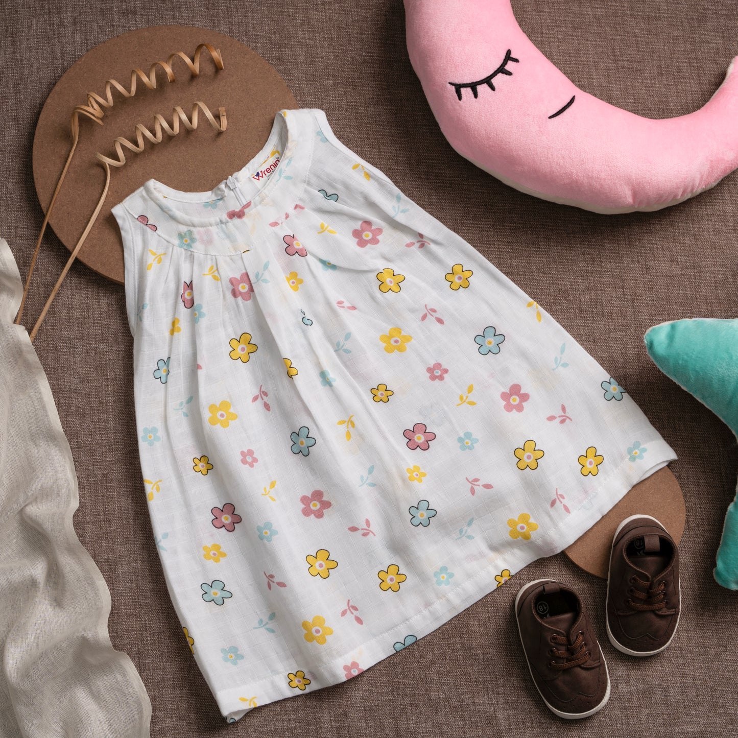 Muslin Frock Frill Zip - Floral Flutter