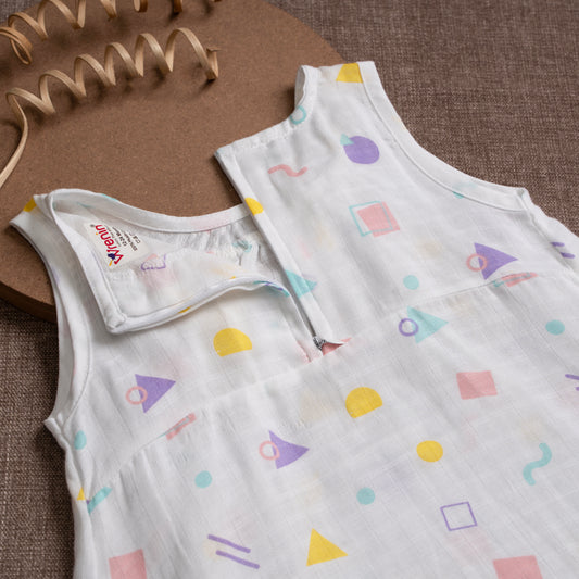 Muslin Frock Frill Zip - ColorPop Geomentry