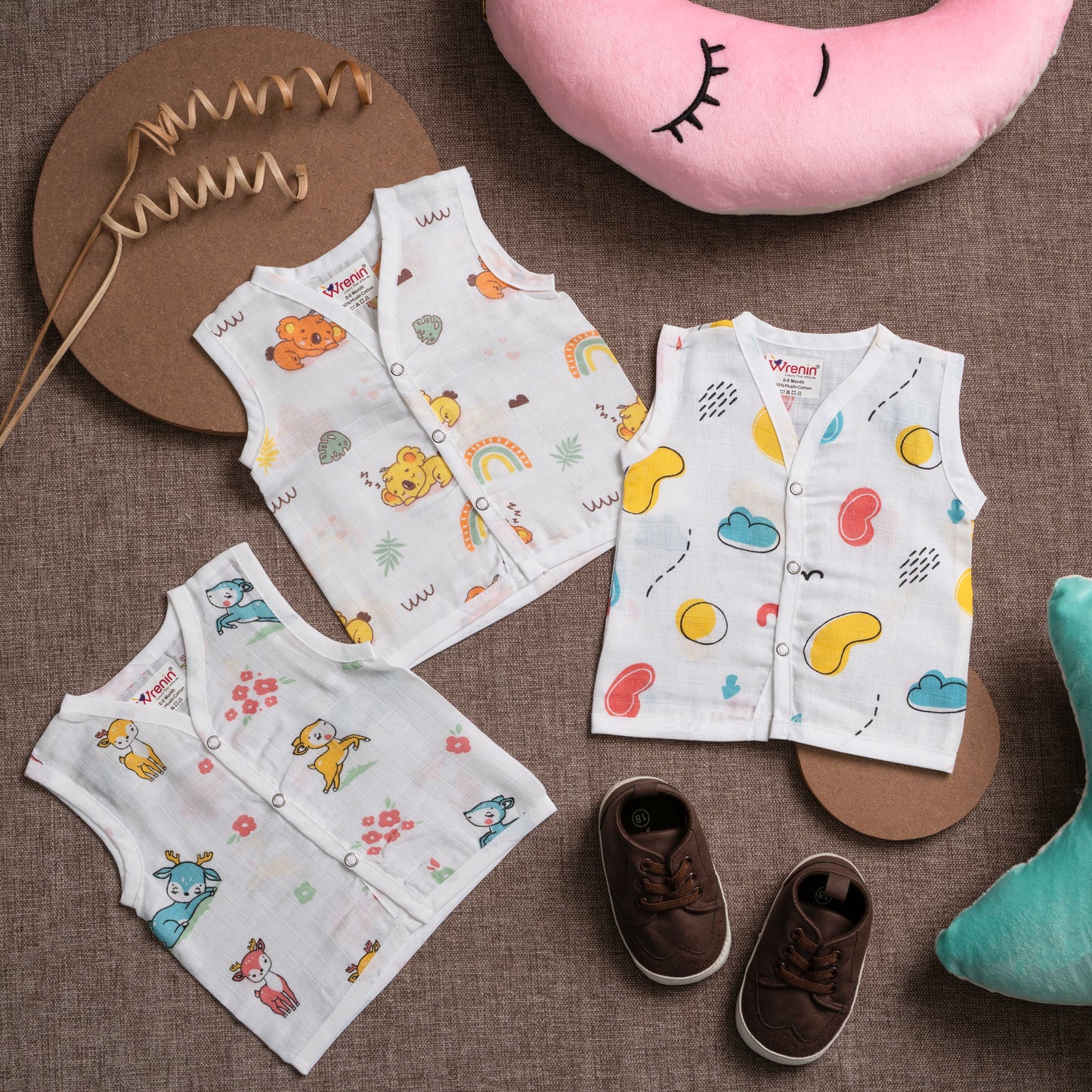 JABLA KNOT | ORGANIC MUSLIN |GOTS CERTIFIED |COMBO OF 6|JABLA KNOT 3, JABLA BUTTON 3