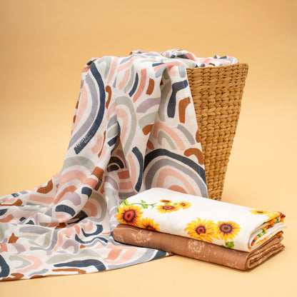 SWADDLES | ORGANIC MUSLIN | 120*100| XL | CANYON RAINBOW