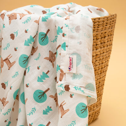 SWADDLES - TOWEL | ORGANIC MUSLIN | GOTS CERTIFIED | 100*100 | WOODLAND LUXE