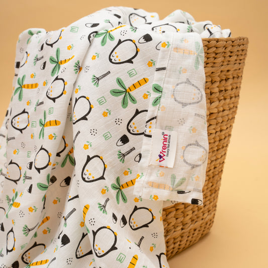 SWADDLES - TOWEL | ORGANIC MUSLIN | GOTS CERTIFIED | 100*100 | FROSTY OASIS