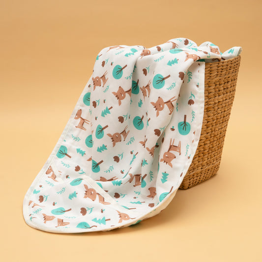 MUSLIN HOODED BLANKET  | 3 LAYER  | WOODLAND LUXE