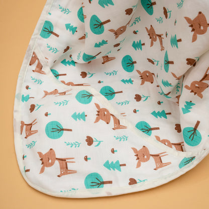 MUSLIN HOODED BLANKET  | 3 LAYER  | WOODLAND LUXE