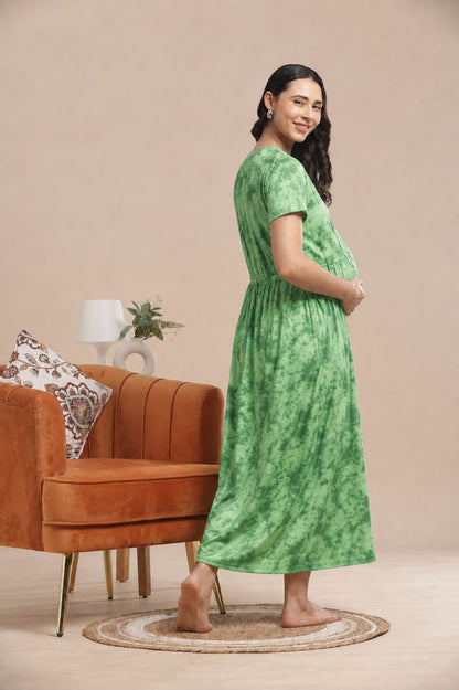 ZIPLESS MATERNITY WEAR | KNITTED COTTON | BRETHABLE | MINT TIE-DYE