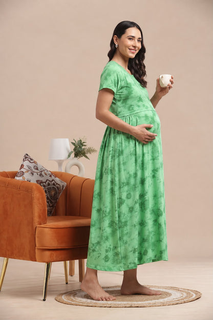 ZIPLESS MATERNITY WEAR | KNITTED COTTON | BRETHABLE | MINT TIE-DYE