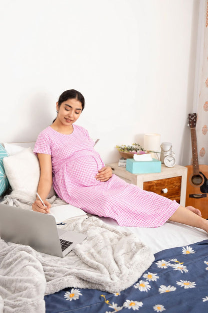 ZIPLESS MATERNITY WEAR | KNITTED COTTON | CLOUD SOFT | CANDY CHECK