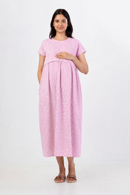 ZIPLESS MATERNITY WEAR | KNITTED COTTON | CLOUD SOFT | CANDY CHECK