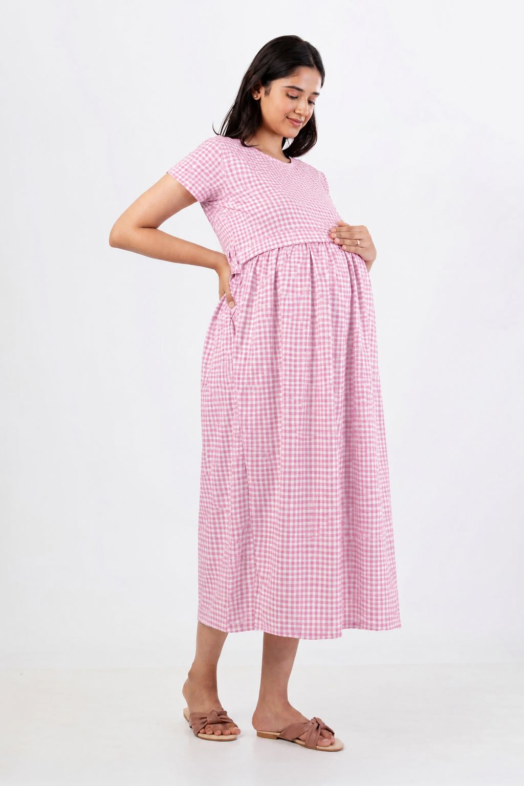 ZIPLESS MATERNITY WEAR | KNITTED COTTON | CLOUD SOFT | CANDY CHECK