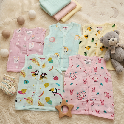 Cloud Dyed Jablas COMBO of 5 | Muslin (Random cute prints)| Azo free dyes